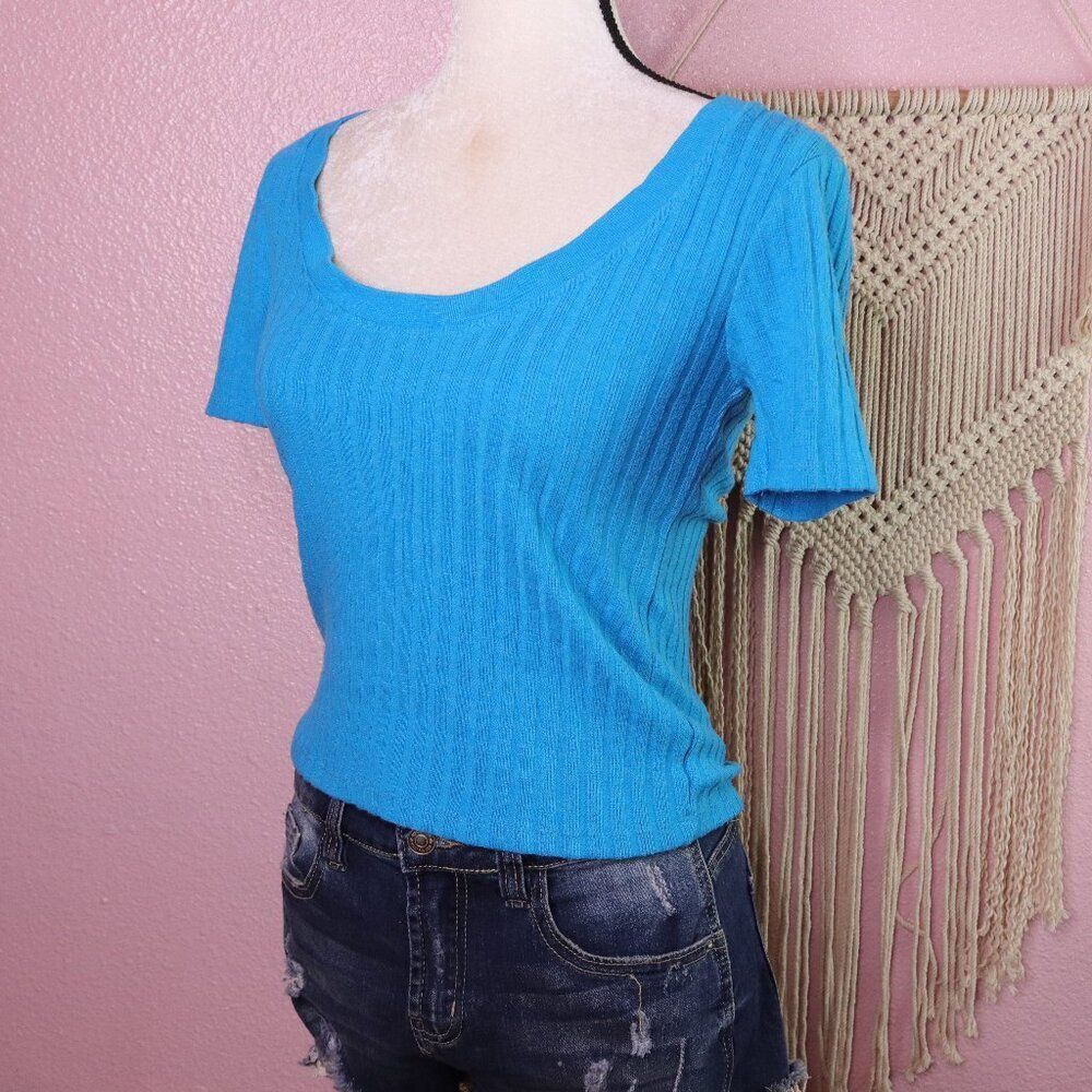 Zara | Short Sleeve Ribbed Knit Top‎ Small